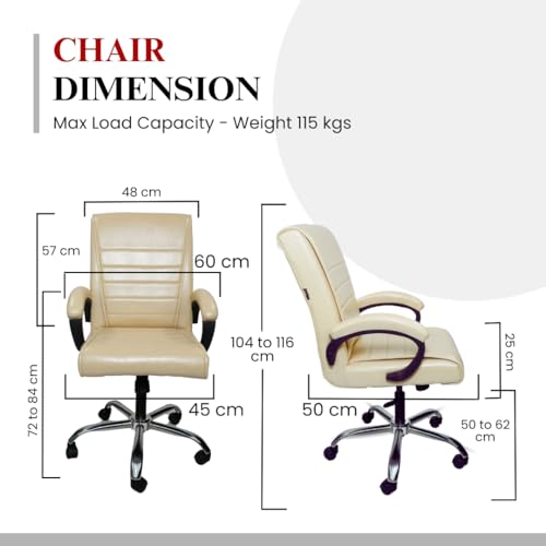 Image of activa Executive Revolving Office Chair| Ergonomic Computer Desk Chair with Cushioned Seat| Heavy Steel Base, Adjustable Height & 360 Swivel Wheel| Leatherette Office Visitor Chair (Beige, Regal)