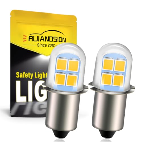 Ruiandsion 2 Stück P13.5S LED Lampe Gelb 2835 8SMD Chips 4.5V 6V LED Lampe Upgrade für Scheinwerfer Taschenlampen Taschenlampe