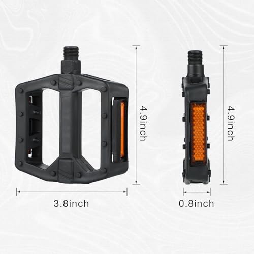 MBEYSAQ Nylon Bike Pedals with Reflective Strips, Lightweight Anti-Slip Bike Pedals 9/16” Thread for Commuting, Folding & City Bikes, PP Material, Marked L/R. - Thumbnail 4