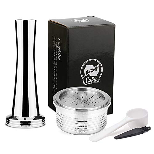 Preisvergleich Produktbild Nachfüllbarer, wiederverwendbarer Edelstahl-Kapselbecher-Manipulationssatz mit Löffelbürste, kompatibel mit LAVAZZA-Kaffeemaschine