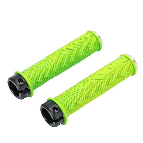 RiToEasysports 1 Pair Bicycle Handlebar Grips,Rubber Bicycle Handlebar Locking Grips Non Slip Replacement Bike Grips (Green) Bicycles And Spare Parts Cube Monkey Bar Mountain Bike Grips Green - Image 2
