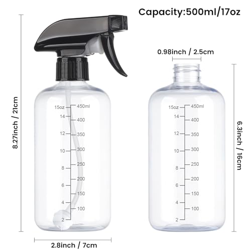 360° Spray Bottles 2 Pack 17oz Plastic Water Sprayer Small Squirt Bottle