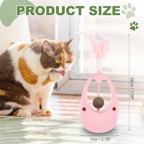 Balle d'herbe à chat interactive rose avec plume pour chaton en intérieur