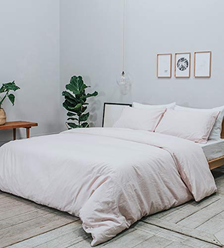 Parure de lit de luxe 100% percale de coton délavé rose double Bedfolk