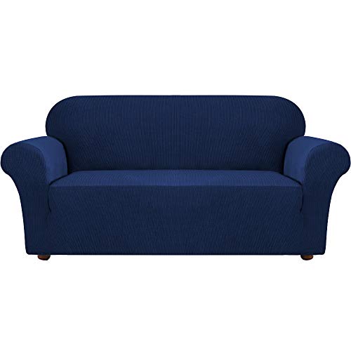 Turquoize Stretch Sofa Slipcover Couch Cover Large Oversizde Sofa Covers 1 Piece Sofa Slipcover for Living Room with Jacquard Fabric and Elastic Bottom Pet Furniture Protector (XL Sofa, Navy