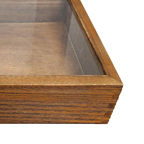 image for MOOCA Wood Glass Top Jewelry Display Case Accessories Storage, Wooden 