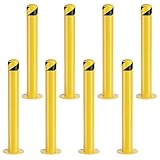 Safety Bollard Post, 42 Inch Height Steel Bollards, 3.5 Inch Diameter Parking Bollard, Yellow Powder Coated Safety Parking Barrier Post, for Traffic Sensitive Areas,8PCS