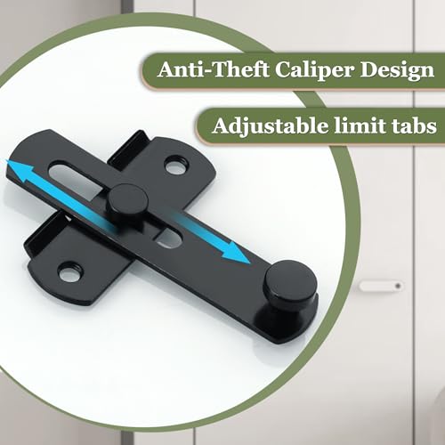 Image of Alise 4 inch Gate Latches, Black Security Door Latch for Barn Wood Door | Heavy Duty Stainless Steel Gate Hardware ,Security Flip Latch,Anti-theft Latch for Barn Wood Fence Sliding French Doors