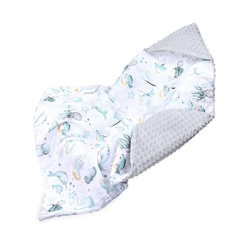 Einschlagdecke Babyschale Baby Decke 90x90 cm - Fußsack Blanket für Kinderwagen und Autositz Ganzjahres für Neugeborenen und Kleinkinder Einschlagsdecken für 3 und 5 Punkt Gurt Minky Oeko-Tex