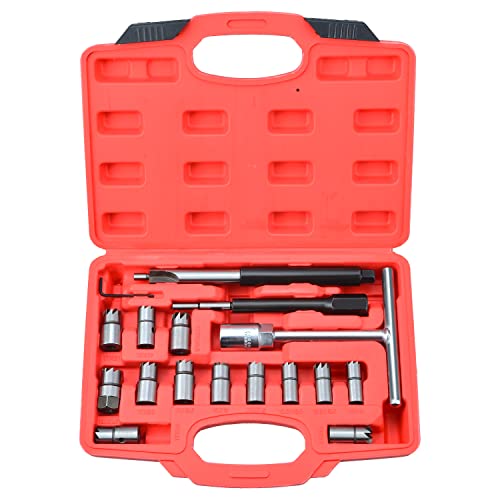 17 piezas Escariador de asiento de inyectores diesel escariador para asientos de inyectores Cover