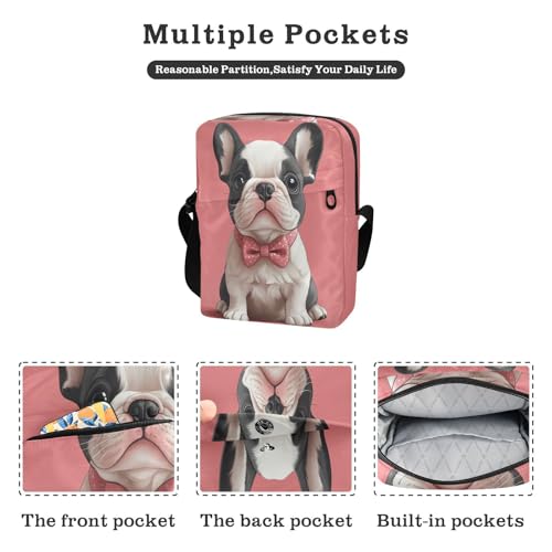 Cute French Bulldog Peach mens messenger bag crossbody Crossbody Bags For Women Small Purse For Teens Adjustable Strap for outdoor sports work2