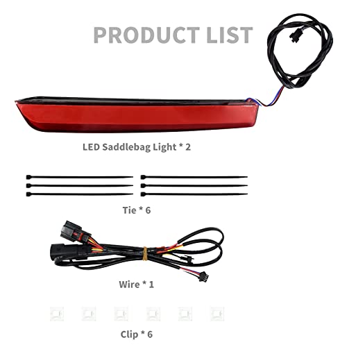 Luz LED para alforjas traseras de motocicleta: luz de marcha, freno y intermitente para Harley Touring (lente roja), modelos 2014-2023 miniatura 3