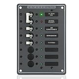 AC Main Circuit Breaker Panel 6-Position Metal Panel withand Red LED Reverse Polarity Indicator and Pre-Wiring,for Marine RV Yacht