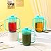 Sliner 2 Pcs Adult Sippy Cups for Elderly, 12 oz Plastic Spill Proof Cups with 2 Handles Straw and Lid for Adults Hospital Disabled Dysphagia Patients (Blue)