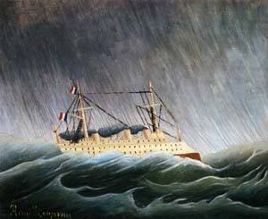 Peinture à l'huile Boat in a Storm Henri Rousseau 20x24