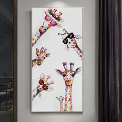 Art mural girafe graffiti coloré 60x120cm affiche animaux sans cadre