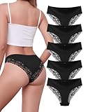 VOENXE Unterhosen Damen,Spitze Slip UnterwäSche Frauen,Women Mehrpack Soft Panty,Bequeme Weich Panties Bikini,Stretch Comfortable Underwear,Sexy Lace Unterhose 5er Pack