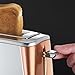 Russell Hobbs Long Slot 2 Slice Luna Toaster with faster toasting Technology (6 Browning levels, Defrost/Reheat/Cancel function, Lift & Look feature,) 1420W, Stainless Steel with Copper accents, 24310