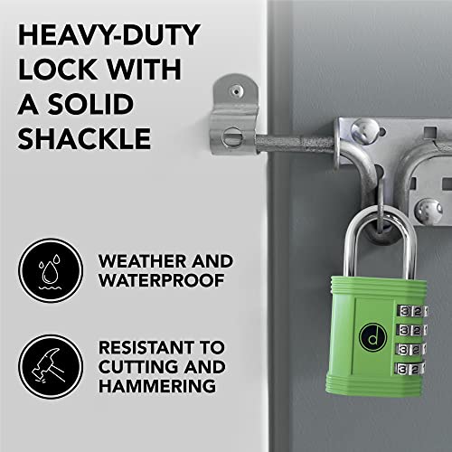 Desired Tools 4 Digit Combination Lock - Padlock, Locker Lock, Combo Lock, Gym Lock, Gate Lock, Number Lock - Outdoor Lock, Heavy Duty Lock, Outdoor Padlock, Weatherproof, Padlock (1 Pack, Green) #TOP3