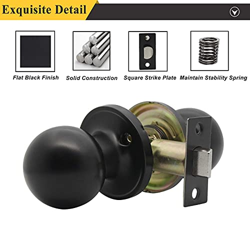 Probrico Matte Black Ball Passage Door Knobs, Round Hall/Closet Door Handles, Keyless Non-Locking Door Interior Door Knobs, 10 Pack by Probrico - Image 6