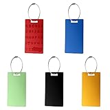 Framendino, 5 Pack Aluminum Luggage Tags Metal Travel Bag Name Stamping with Wire Ring for Backpacks Suitcases Bags