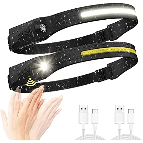 LED Headlamp, 2 Pcs USB Rechargeable Headlamp with All Perspectives Induction 230° Illumination, 5 Modes Motion Sensor Headlamp Flashlight, Outdoor Waterproof Headlight for Running, Fishing, Camping Cover