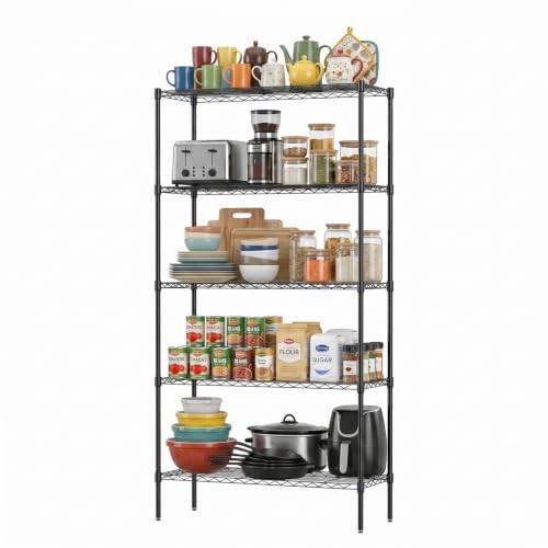 FDW 5-Tier 36x14x72 Black Wire Rack