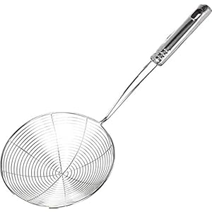 EUROXANTY Schuimlepel van staaldraad, schuimlepel van roestvrij staal, keukenzeef, opvang- en afdruipzeef, lange…