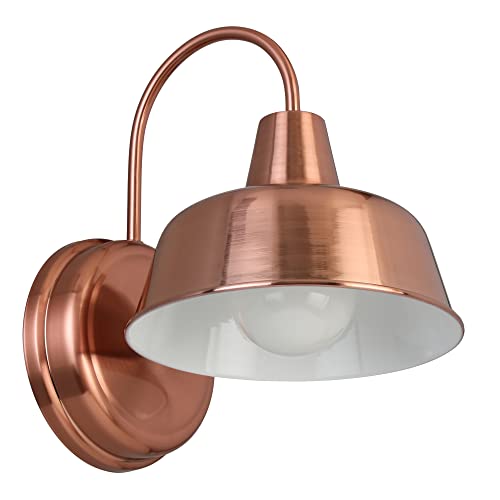 Image of Design House Mason Farmhouse Gooseneck Barn Light, Outdoor Exterior Porch or Patio Wall Light Fixture, Copper Paint, 8 Inch Diameter, 1-Pack, 588434 | , Wall Mount, Modern Farmhouse, Steel, Lighting, 588434