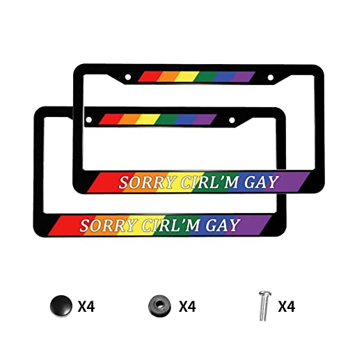 Sorry Girl Im Gay License Plate Frame Funny Rainbow