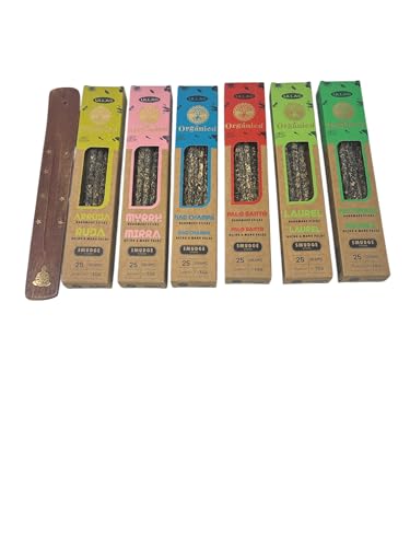 Ullas Lot de 6 bâtons d'encens biologiques 100 % naturels 100 % naturels + morceau de Palo Santo en cadeau