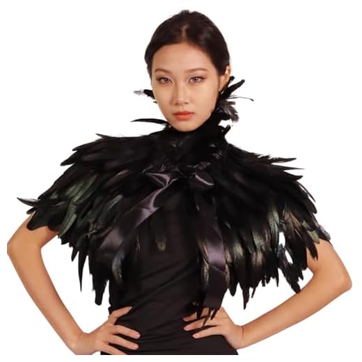Black Carnival Feather Shoulder Shrug Halloween Costumes Witch Feather Cape Feather Crow Shawl Collar Rooster Feather Cloak Burning Man Festival