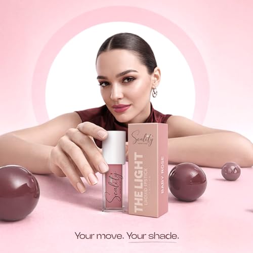Image of Scality Liquid Lipstick - Baby Rose | Highly Pigmented Matte Lipstick | One Swipe Application | Long Lasting, Transferproof & Smudge Proof | Smooth Comfortable Wear | Perfect for Daily & Occasion Makeup (5 ml)