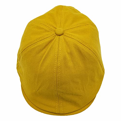 Men's Beret Hat Cotton Newsboy Berets Flat Caps Adjustable Classic Vintage Duckbill Buckle Cabbie Cap Yellow #TOP3