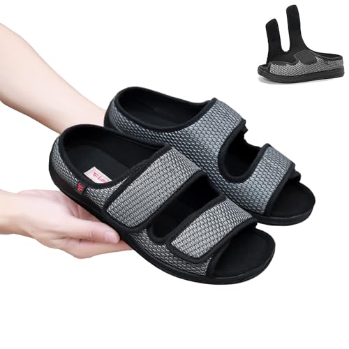 Women's Diabetic Sandals, Extra Wide Width, Open Toe, Adjustable Magic Stickers for Wide Feet, Big Toes, Foot Diseases, Arthritis, Swollen Foot