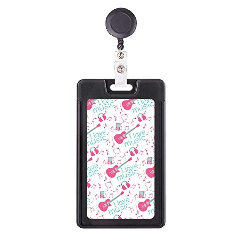Enrouleur badge guitare rose bleu avec clip rotatif anti-torsion pour cartes