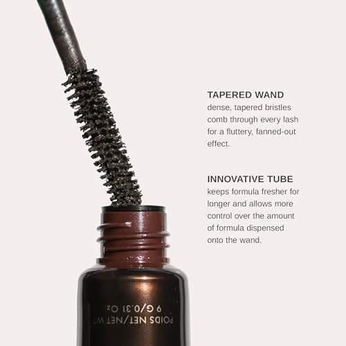 Image of Wander Beauty Mile High Club Soft Brown Mascara - Defining, Lengthening, Water-Resistant - Cruelty Free - Smudge-proof, Flake-proof. Castor Oil and Peach Leaf Extract, 0.31oz