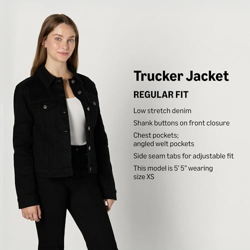 Amazon Essentials Women's Regular-Fit Low Stretch Denim Button-Front Trucker Jacket2