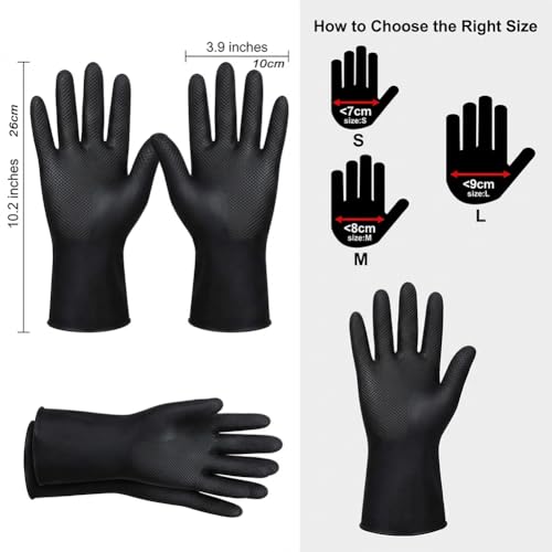 Image of 2Pcs Hair Dye Gloves, Black Reusable Rubber Gloves, Professional Hair Coloring Accessories for Hair Salon Dyeing