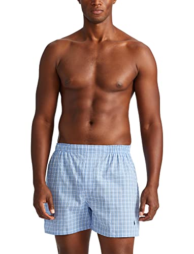 POLO Tall Ralph Lauren Men's Classic Fit Cotton Woven Boxers 3-Pack, White/Cruise Navy, Jarvis Stripe/Cruise Navy, Cannes Plaid/Cruise Navy-3 Pack, 1X Big4