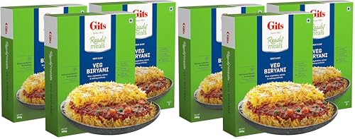 Image of Gits Ready to Eat Veg Biryani, Layered Rice Dish, Microwaveable, 795g (Pack of 6 X 265g Each)