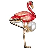 Broche en alliage - avec décoration en perles, elle est livrée avec un aspect brillant pour une apparence attrayante, broche flamant rose