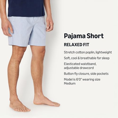 Image of Amazon Essentials Men's Lounge Sleepwear Pajama Bottom Shorts, Cotton Stretch Poplin