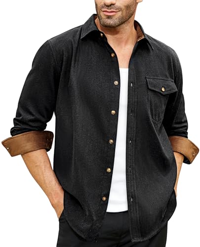 Flannel Shirt for Men Long Sleeve Mens Dress Shirts Cotton Casual Button Down Shirt Big Work Shacket Jackets