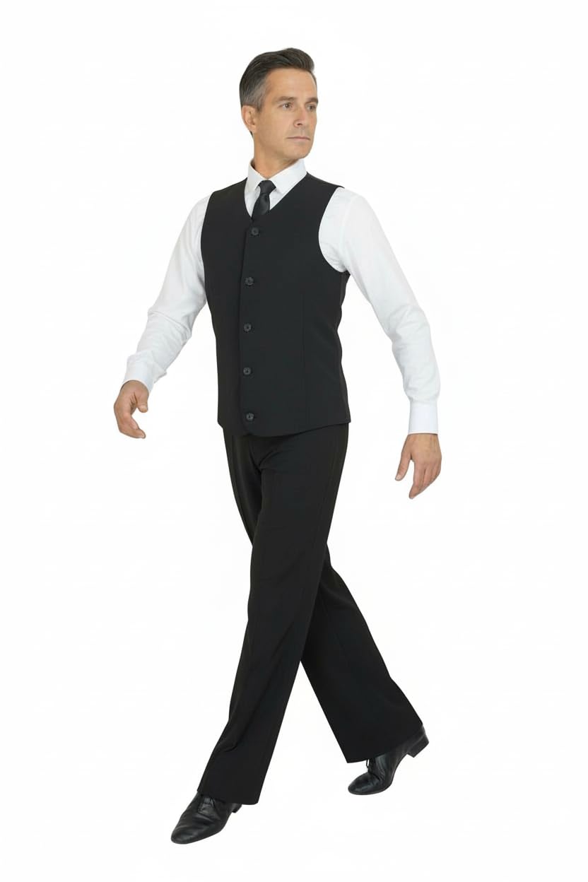 Gilet Uomo Berlino Made in Italy per Danza Standard e Ballo da Sala, Elegante e Confortevole, Nero, Taglie S - 4XL