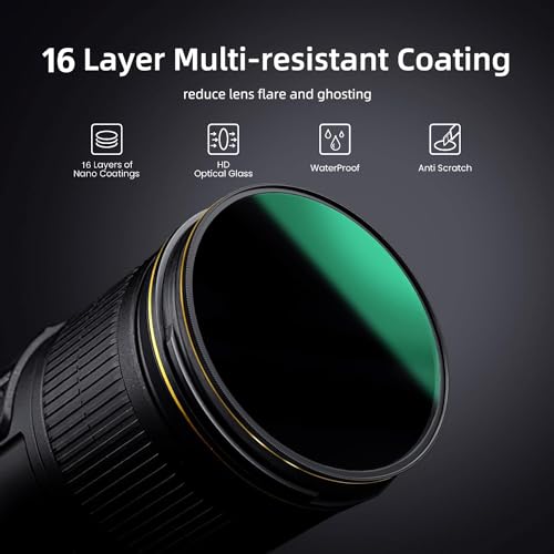 LENSKINS 67mm ND 1000 Filter, 10 Stop Neutral Density Filter for Camera Lenses, 16-Layer Multi-Resistant Coated, German Optics Glass, Weather-Seal ND Filter with Lens Cloth - Thumbnail 3