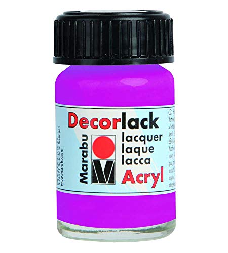 Marabu 11300039014 - Decorlack Acryl Magenta 014, 15 ml, hochglänzender Acryllack auf Wasserbasis, wetterfest, speichelfest, zum Malen, Schablonieren und für Serviettentechnik