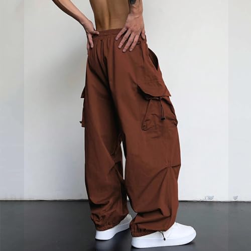 Men's Baggy Cargo Pants Y2K Streetwear Drawstring Casual Parachute Pants Loose Fit Harem Joggers Sweatpants with Pockets4