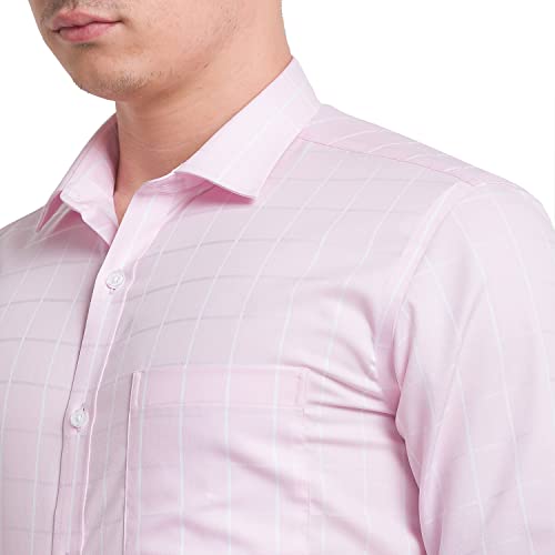 Image of Park Avenue Men's Pure Cotton Checks Pattern Slim Fit Semi Cutaway Collar Full Sleeve Formal Shirt