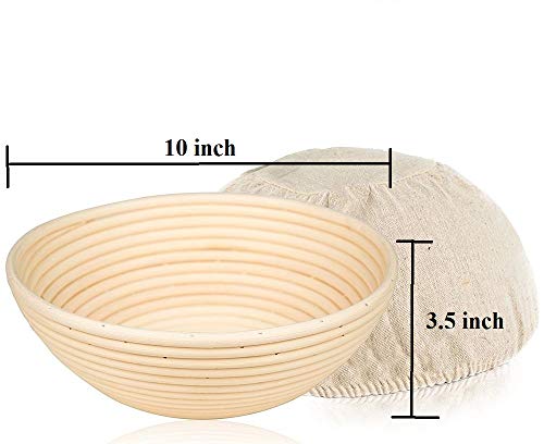 10 inch Round Bread Banneton Proofing Basket & Liner SUGUS HOUSE Brotform Dough